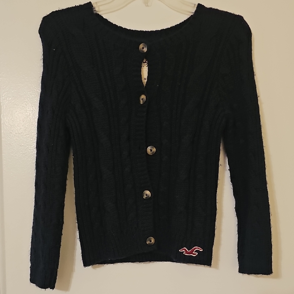 Hollister Navy Blue Cable Knit Sweater